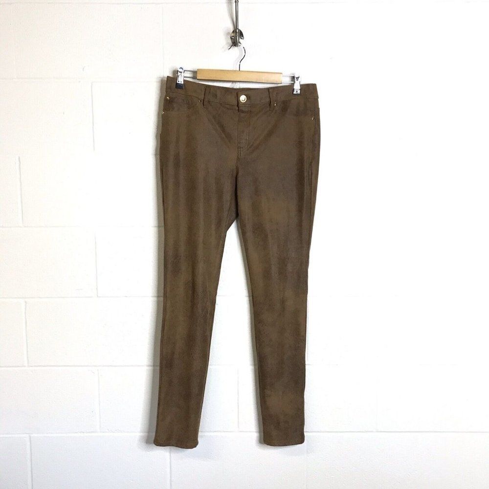 Chico's Womens The Ultimate Fit Faux Suede Leather Brown Pants Size 0 (Small 4)